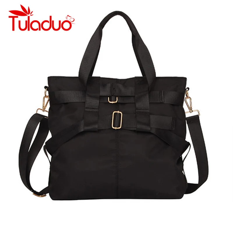 

Waterproof Nylon Bags for Women 2018 Strap Shoulder Messenger Bag Women's Tote Lightweight Shopping Bag Travel Satchel Black Sac