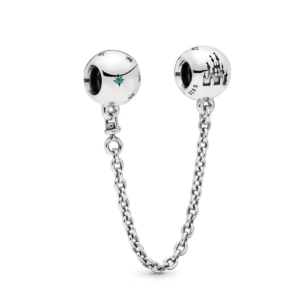 

Top quality Summer charm 925 Sterling silver My Mouse Parks Castle Safety Chain charms fit bead bracelet bangle DIY jewelry make