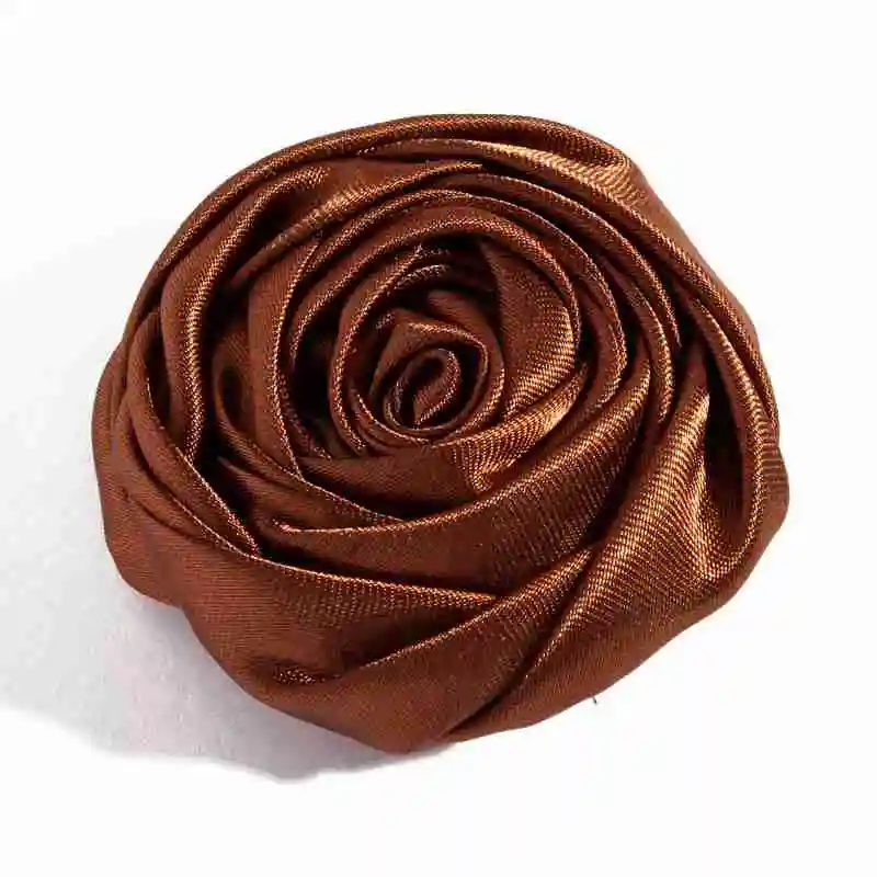 10pcs/lot 5cm 20colors Hair Clips Handmade Rolled Soft Satin Rose Flowers Artifcial Solid DIY Fabric Flowers For DIY Headband - Цвет: P