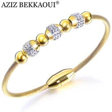 Азиз BEKKAOUI кристалл очаровательный браслет для женщин розовое золото из нержавеющей стали браслеты для женщин браслет на удачу модные ювелирные изделия подарок