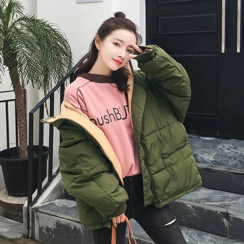 Plus Size Parka Short Winter Jacket Women Hooded Quilted Coat Oversized Loose Cotton Padded Basic Outwear Casaco Feminino Okd297