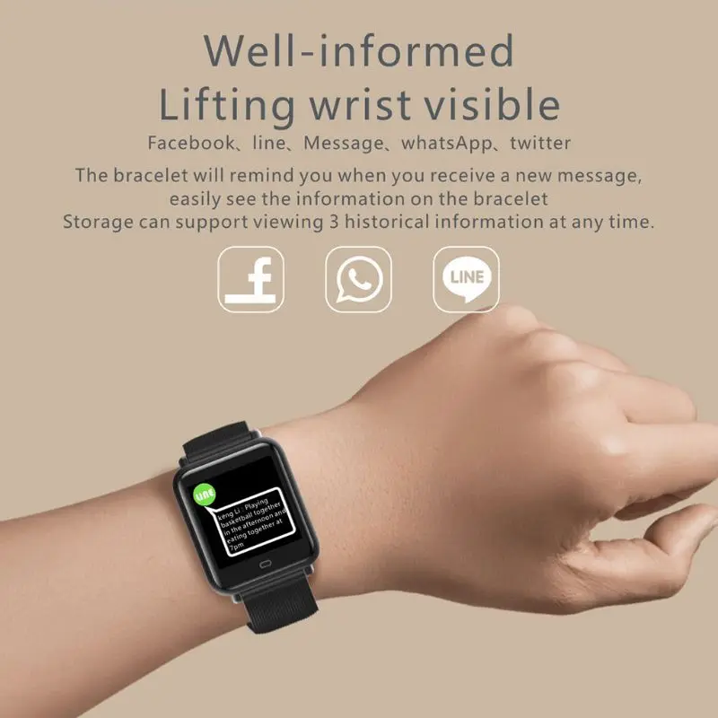 Q9 Blood Pressure Heart Rate Monitor Smart Watch IP67 Waterproof Sport Fitness Trakcer Watch Men Women Smartwatch