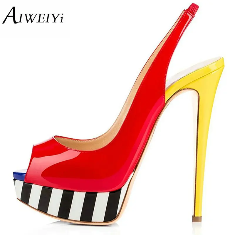 

AIWEIYi 2018 Summer Autumn Open Toe Shoes Woman Stiletto High Heels Fashion Platform Wedding Shoes Woman Dress Party Pumps