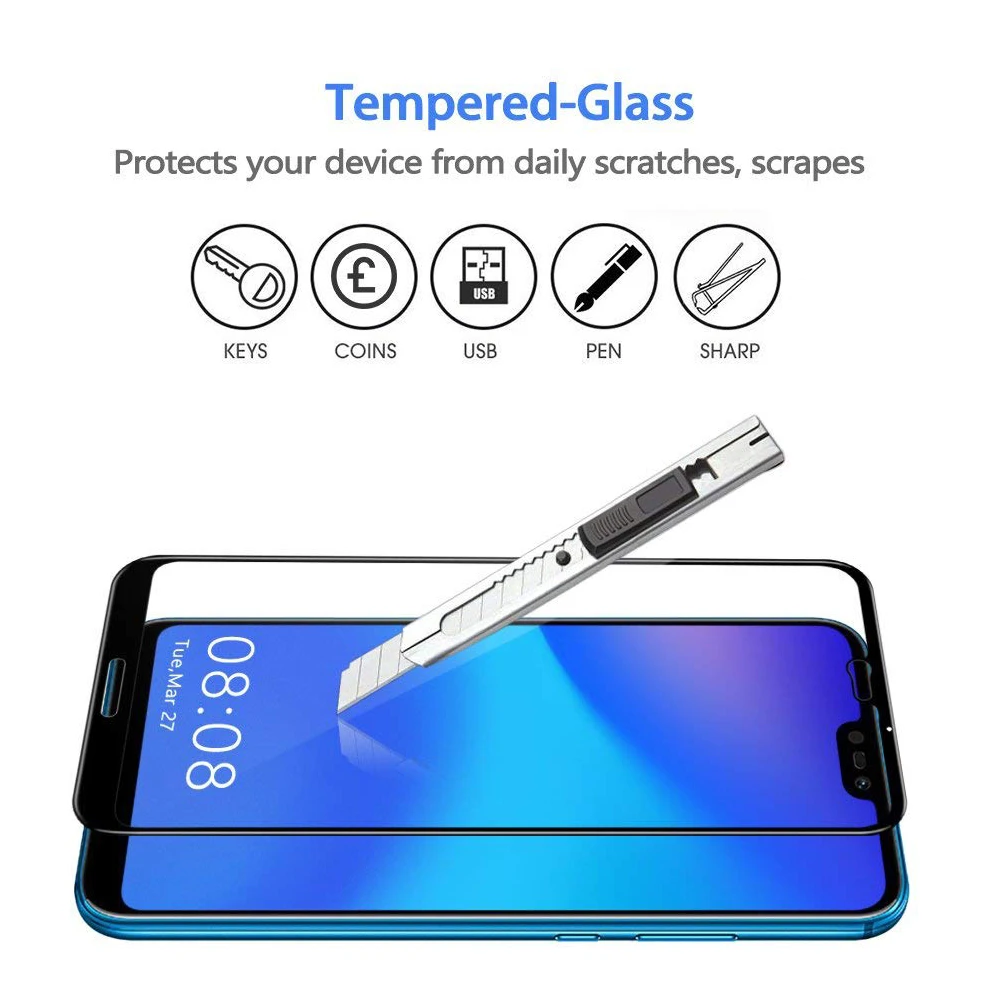 NYFundas Tempered Glass For Huawei P20 Pro P9 Lite P8 2017 Honor 10 Screen Protector 5D Full Cover Film verre tremp Protection (4)