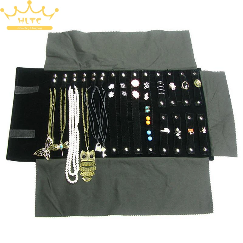 Free Shipping Velvet Jewelry Display Roll Bag Travel Organizer Bag