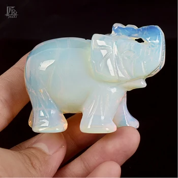 

2.5 Inch handmade opalite Elephant Figurine Craft Carved Stone Elephant mineral Mini Animals Statue for Chakra healing