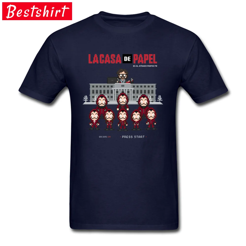 Gift Casual Summer/Fall 100% Cotton O-Neck Men Tops Shirt comfortable T Shirt Brand Short Sleeve T-Shirt Drop Shipping La casa de papel  12415 navy