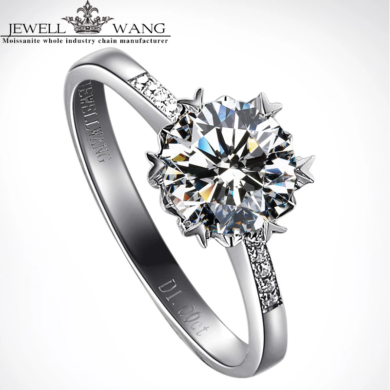 Ювелирное 18k кольцо из белого золота Снежинка 0.5ct моиссаниты 0 05 карат бриллианты