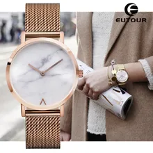Eutour Ginebra Mujer Moda Retro reloj de Cuarzo de Acero Inoxidable Relojes Reloj de Pulsera Popular de La Manera Minimalista de Mármol Caliente