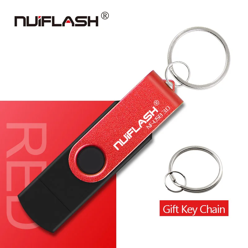 Nuiflash usb 3,0 флеш-накопитель 4 ГБ 8 ГБ 16 ГБ флеш-накопители флешки 32 Гб usb карта памяти 64 Гб OTG металлический usb флеш-накопитель для телефона - Цвет: red