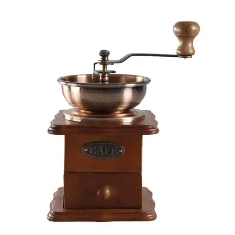 Classical Wooden Manual Coffee Grinder Hand Stainless Steel Retro
