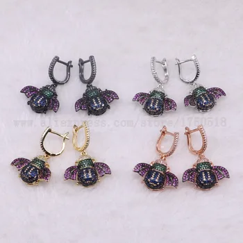 

3 pairs fashion bugs insects earrings bee pets mix colors hook earrings druzy drop earrings Gems jewelry 3314