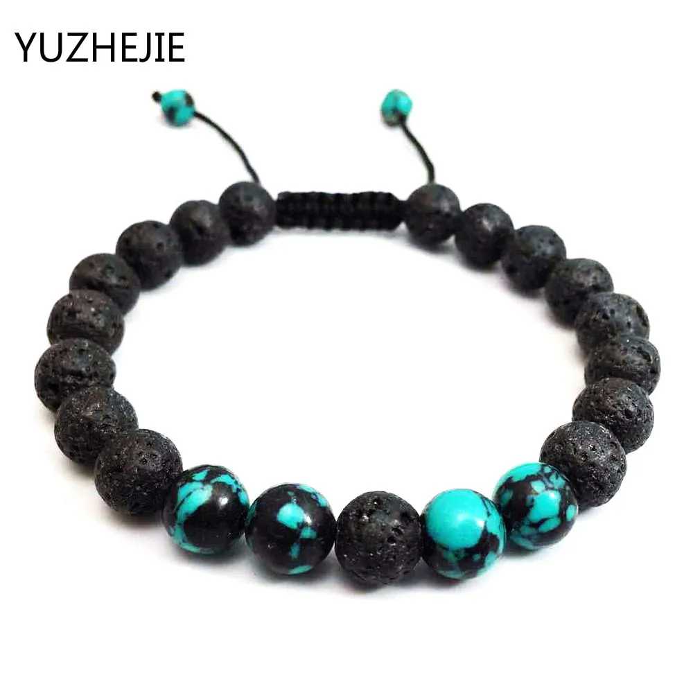 YUZHEJIE 2018 Новое поступление мужские бисерные ювелирные изделия 8 мм лавовый камень