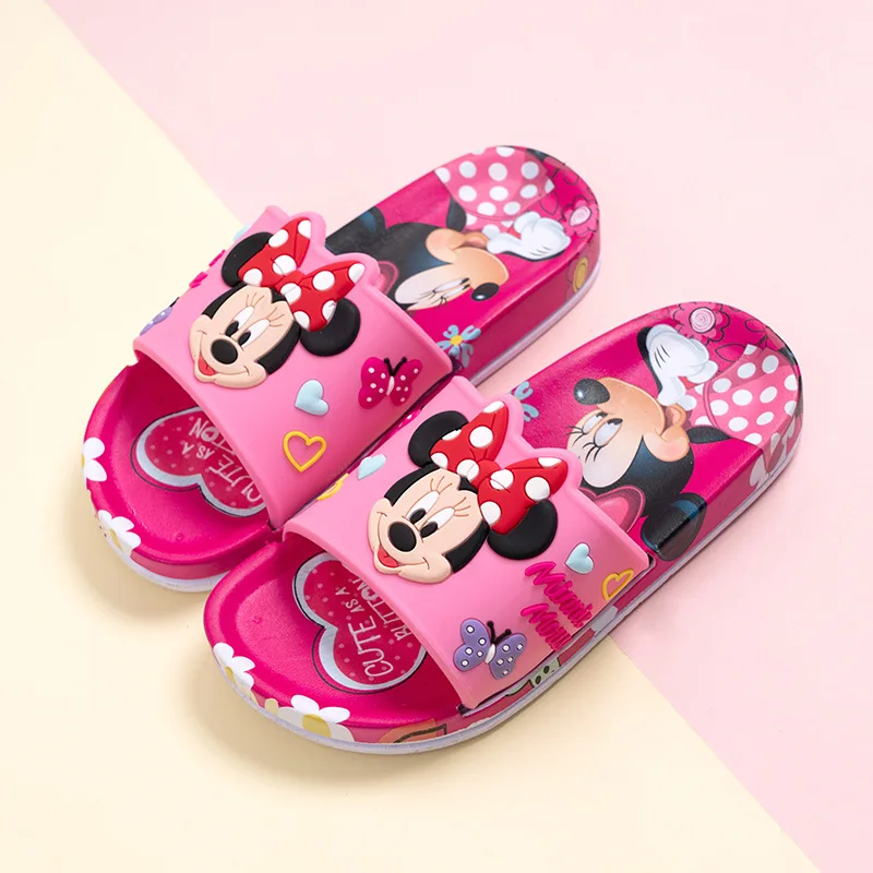 Disney/детская обувь; летние домашние Нескользящие мини-тапочки с Микки из мультфильма для мальчиков и девочек; размеры 31-37 - Цвет: pink2