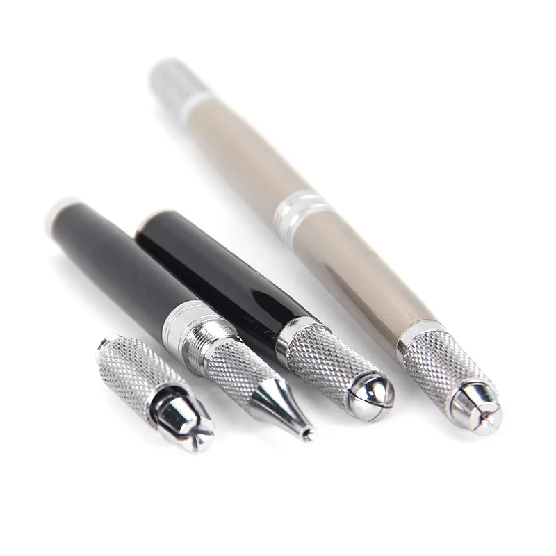 

wholesale Professional Tebori Microblading pen for permanent makeup machine Silver Manual eyebrow pen 3 in 1 usage