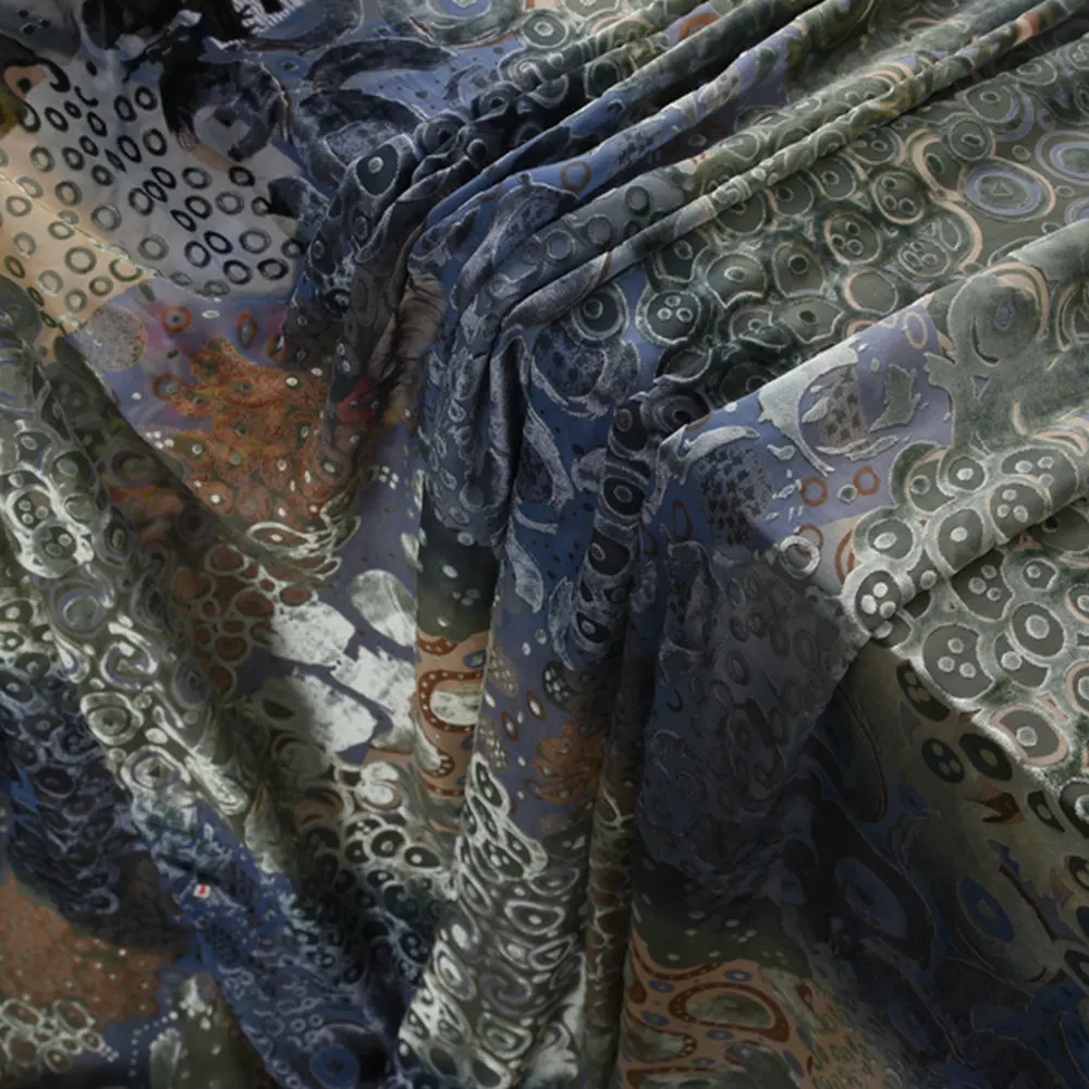 

Free Shipping 110cm Width Printed Silk Velvet Fabric