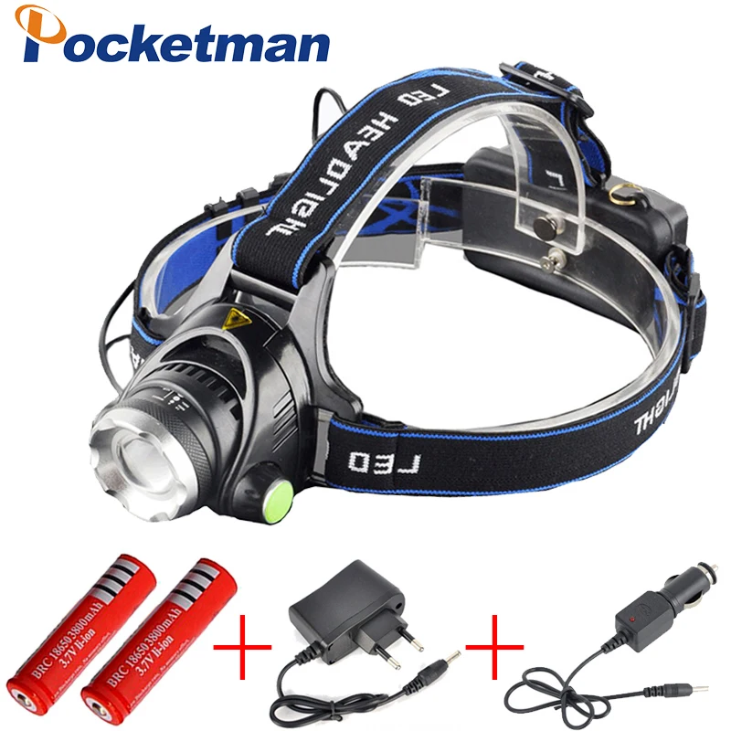 

Waterproof LED Headlight XML T6 Headlamp 4000 with 18650 Battery Chargers Head Lamp LED Flashlights Head Torch Camping Fishing