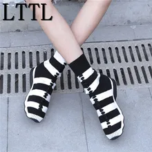 LTTL/Новинка; Модный кардиган с полосками; вязаные носки; женская повседневная обувь; удобные дышащие кроссовки; женская обувь на плоской подошве