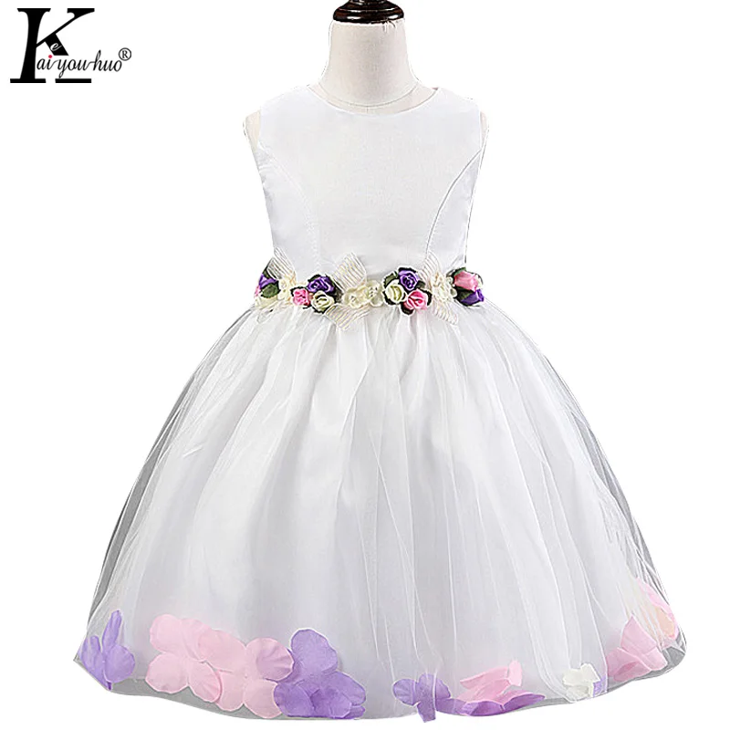 

Princess Dresses For Girls Clothes Summer Vestidos White Girls Dress Sleeveless Wedding Dress Children Clothing Costume For Kids