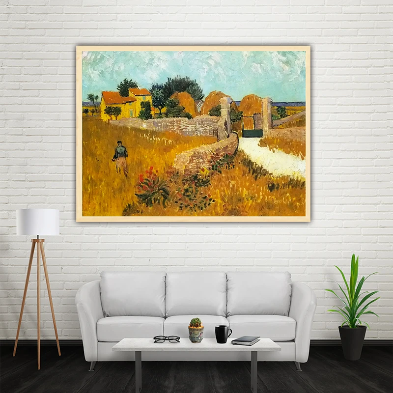 

Van Gogh entrance gate to a farm with haystacks diy by numbers art paint decorative landscape adult decompress hand drawing room