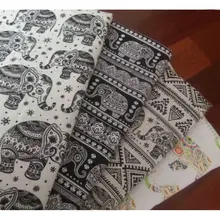 Новая Черно-белая хлопковая льняная ткань винтажный дизайн в Богемном Стиле С Рисунком Слона DIY Стёганое Одеяло Одежда Ткань ширина 150 см