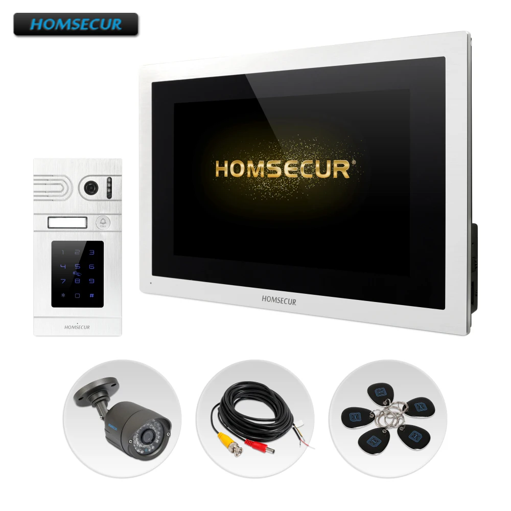 HOMSECUR 10 "Hands-free видео и аудио умный дверной звонок пароль доступ для квартиры BC071HD-S + BM114HD-S