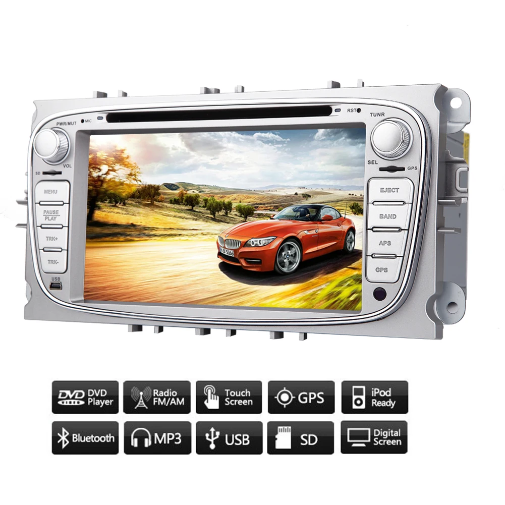 Navigator Receiver RDS EQ Player MP5 iPod USB Radio Auto Stereo System For Ford Focus FM 3D System Logo GPS Navi Car DVD Player-in Car Multimedia Player ...