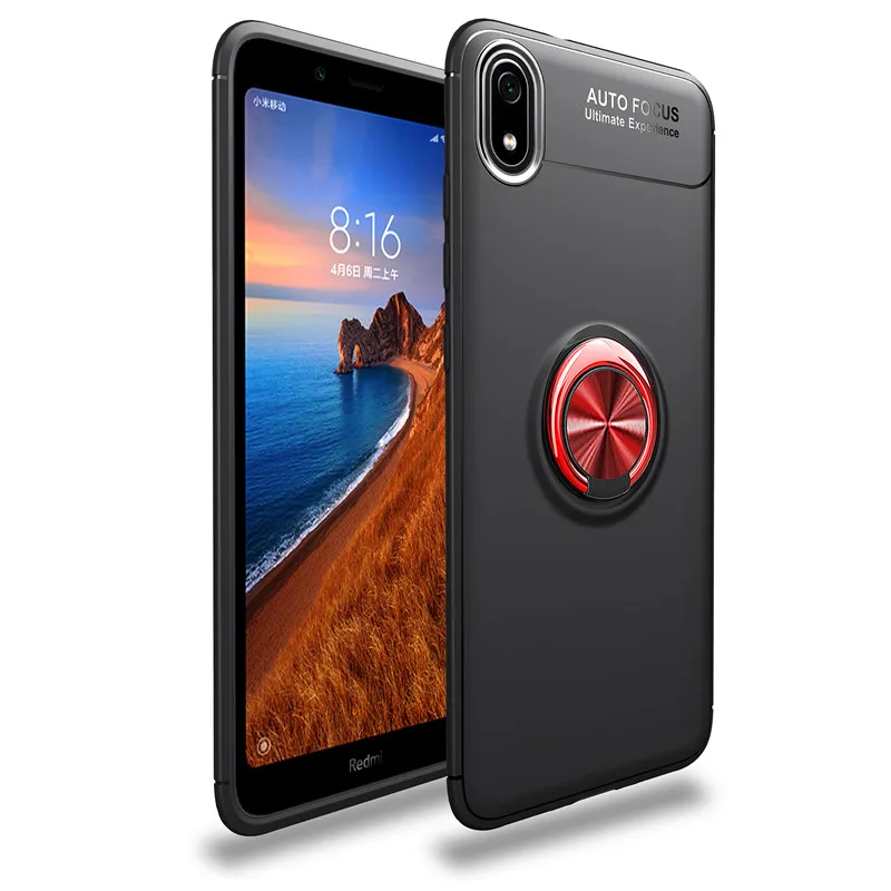 

MAKAVO For Xiaomi Redmi 7A Case Finger Ring Holder Matte Soft Silicone Back Cover For Xiomi Redmi7A Redmi 7 A Phone Case Skin