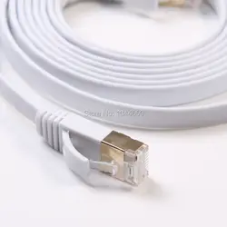 High - Speed Flat Shielded Cat7 Ethernet Cable - Thin Design for Optimal Performance (WHITE)