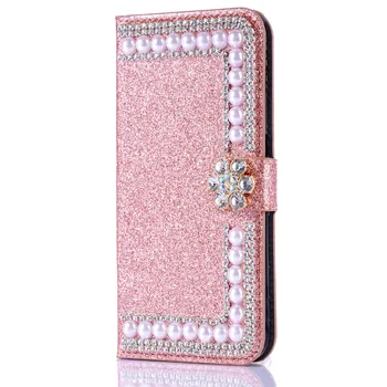 

Fashion Diamond Pearl Flower Shiny Card Slot Wallet Flip Leather Case For Samsung Galaxy S5 S9/8/7/6 A6 A8 Edge Plus Note 9 8