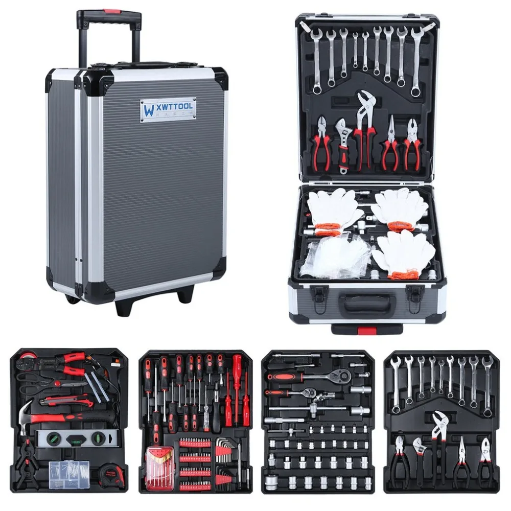 

Universal 944PCS/SET Portable Tool Trolley Set Mobile Workshop Toolbox With Aluminum Alloy Carry Box Precision Tools Box