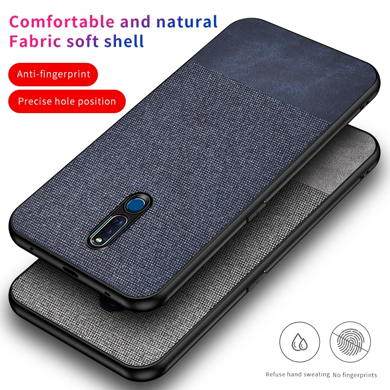 

For OPPO F11 Pro Case Soft silicone edge+Cloth texture Skin Comfortable protective Back Cover Case for oppo f11 pro phone shell