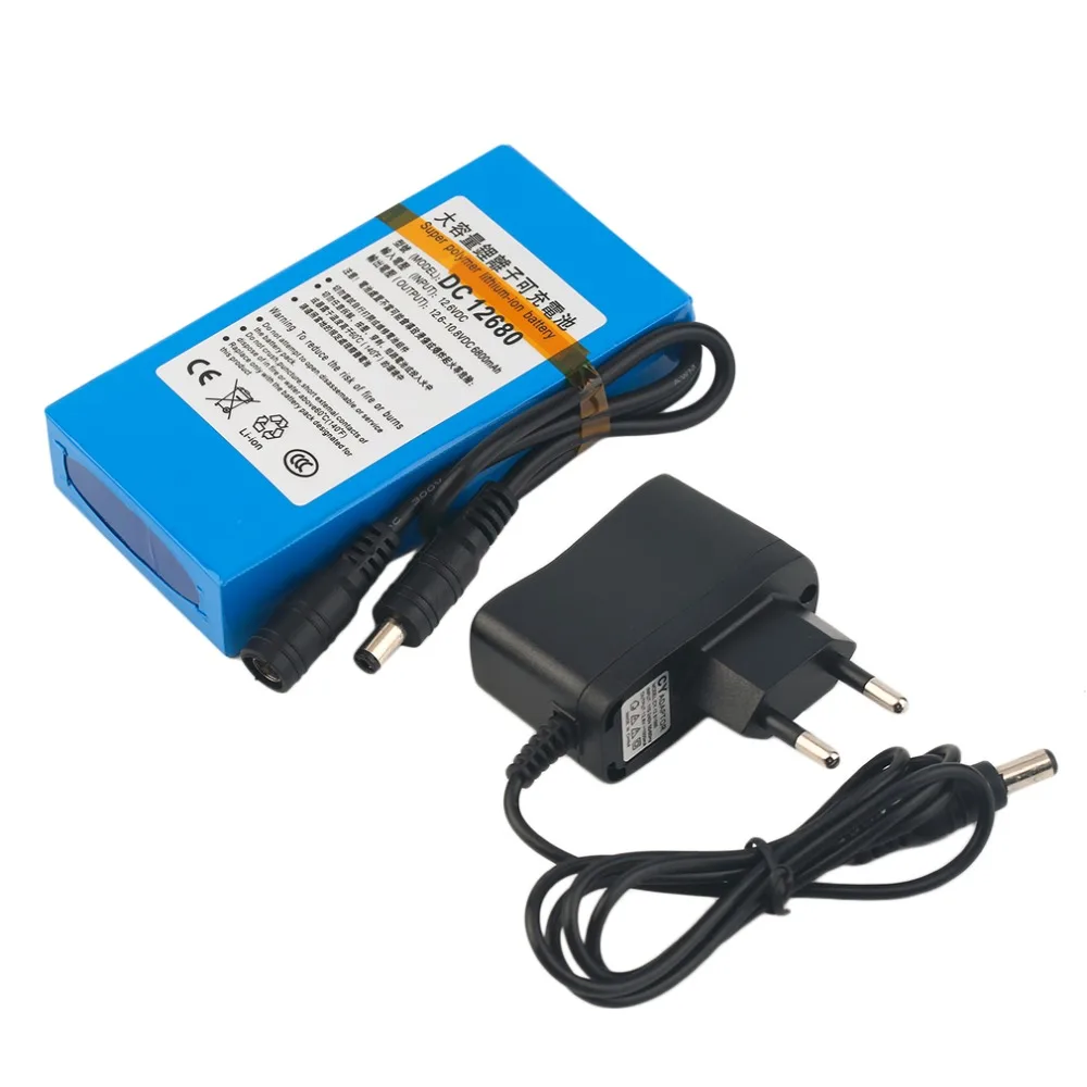 

DC 12V Battery 6800MAH Super Capacity Rechargeable Li-ion Battery With EU/US Plug 6800MAH Replacement Power For CCTV Camera