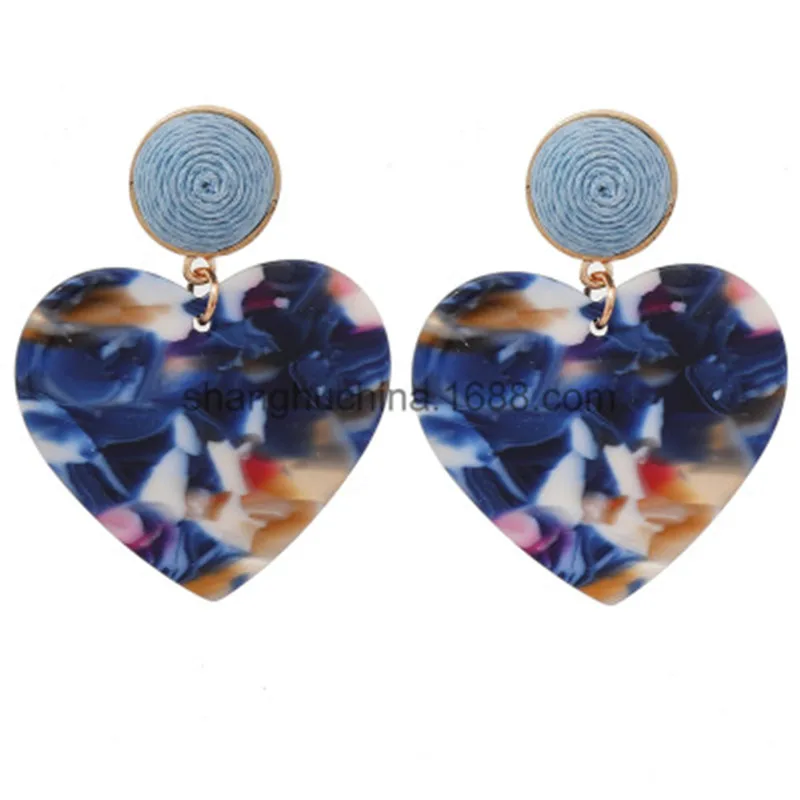 

Vintage acrylic earrings Boho Acrylic Heart Earrings for Women Geometric Drop Statement Earrings Fashion Jewelry