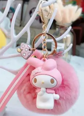 A5 Аниме Моя Мелодия пудинг Cinnamoroll Собака Кошка меховой шар брелок милые животные плюшевый брелок сумка амулет подвесной брелок для девочек - Цвет: A5
