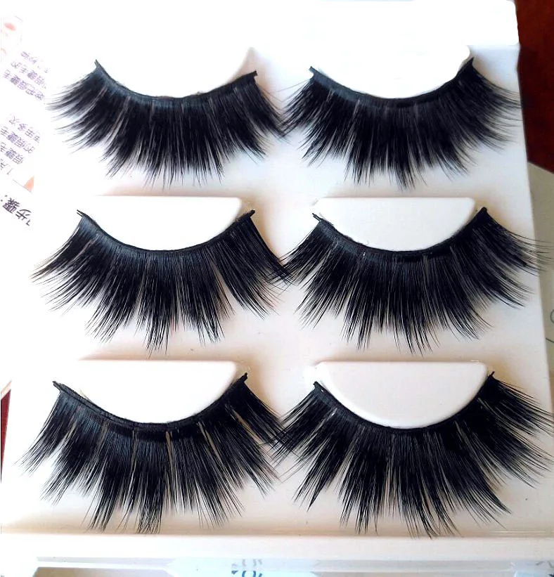 New Sexy 100 Handmade 3D Protein silk lashes Beauty Thick Long False silk Eyelashes Fake Eye