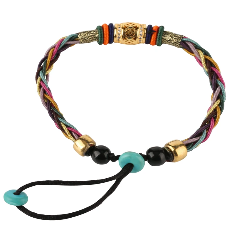 

Colorful Bohemia Women Lucky Charm Bracelets National Rope Chain Dragon Decoration Woven Bangle for Ladies Girl