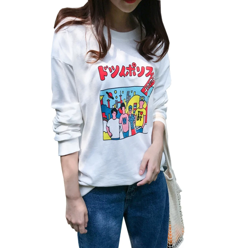 

Cotton Terry White Cartoon Pattern Maternity Hoodie Breastfeeding Sweater Fall Winter Maternity Clothes Nursing Autumn Tops