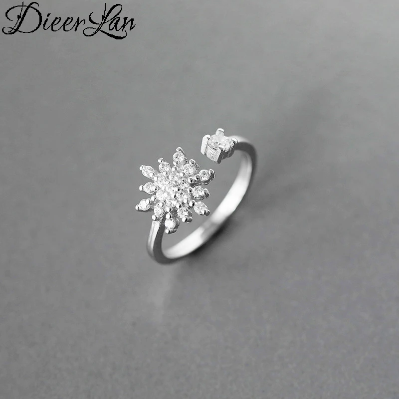 

DIEERLAN Bohemian Personality 925 Sterling Silver Snow Finger Rings for Women Vintage Adjustable Antique Ring Anillos