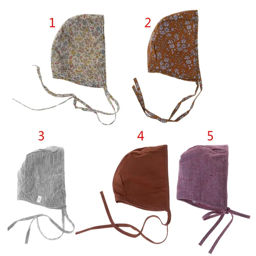 

Baby Hat Floral Vintage Newborn Photography Cosplay Double Side Linen Strap Beanie Boys Girls Props Cap