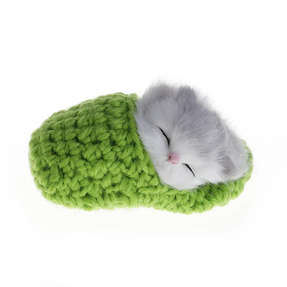 Симпатичные спальные кошки Имитационные, издающие звук ботинок котята шерсть вязание игрушки для детей(Случайная