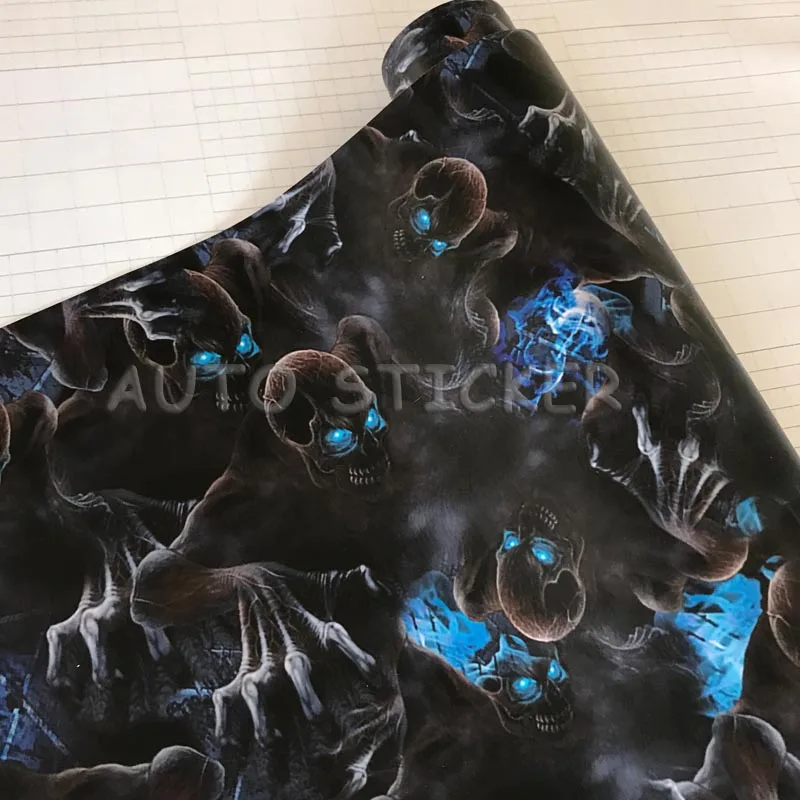 blue eyes skull camouflage vinyl car wraps 6