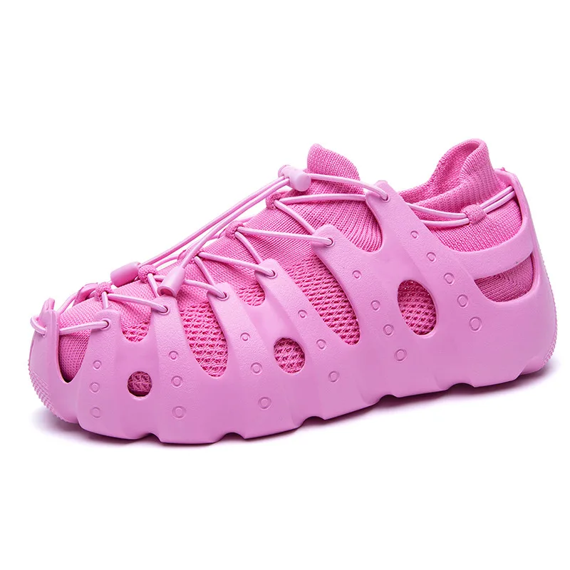 Мужская Спортивная обувь; многофункциональная беговая Обувь; сетчатые легкие дышащие вязаные кроссовки; сандалии; женская обувь для бега - Цвет: Pink