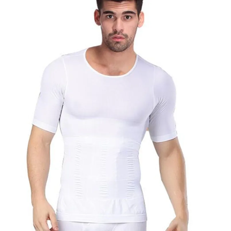 

Men Lose weight slimming vest tops waist belt reduce belly stomach shapewear posture corrector t shirt tight chest shaper