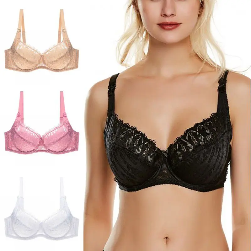 

Women Fashion Large Size Lace Thin Section Large Cup With Steel Ring Bras Adjustable comfort and breathable gather Bra