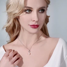 Daimi simple niza bowknot collar 8.5-9mm natural blanco perla colgante collar colgante de plata 925 2017