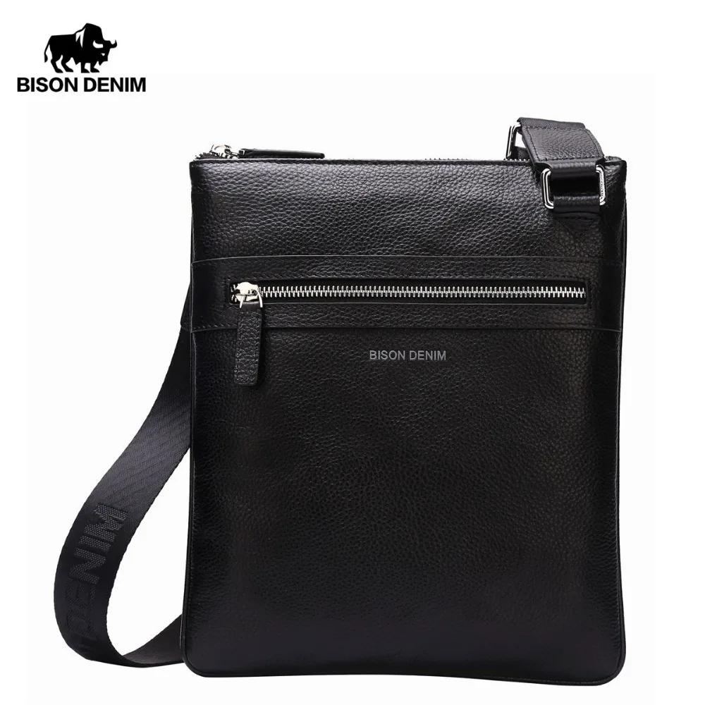 Bison Denim Brand Genuine Leather Crossbody Bag Men Slim Male Bison Denim Brand Genuine Leather Crossbody Bag Men Slim Male Shoulder Business Travel Ipad Messenger Bags N2424