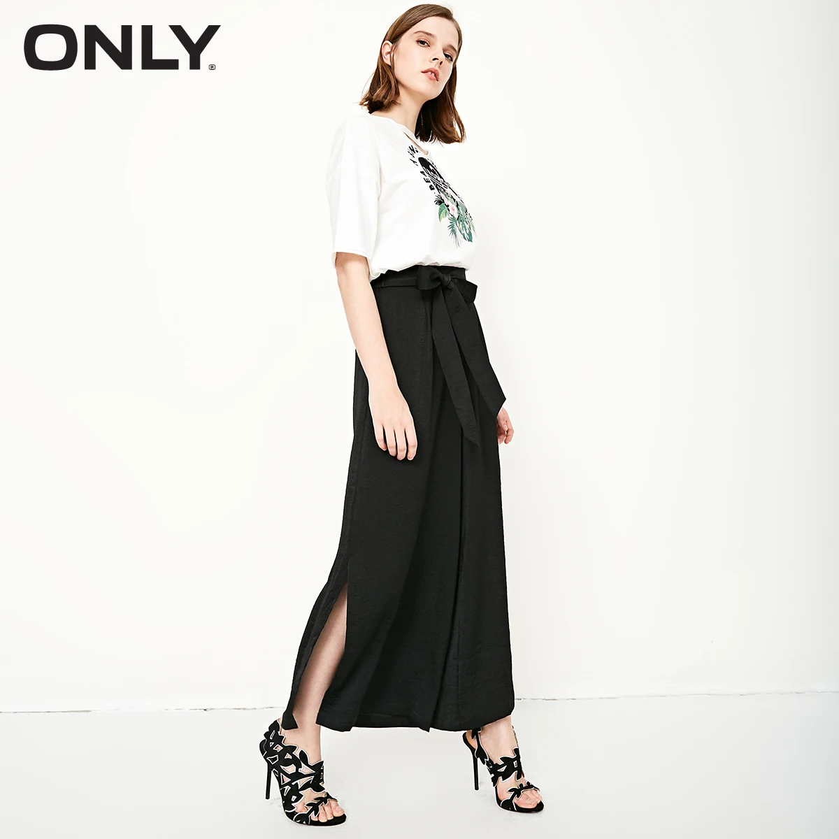 

ONLY Women's Lace-up Split Wide-leg Casual Pants |118214501