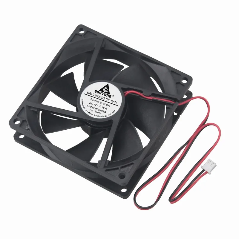 Gdstime 2 قطع DC 12 فولت 9 سنتيمتر 9225 90 ملليمتر 2Pin الكرة تحمل Compter CPU المبرد برودة فرش التبريد مروحة 92 ملليمتر 90 ملليمتر * 90 ملليمتر * 25 ملليمتر