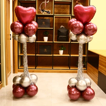 

Wedding Decoration Balloon Column Base+Metallic Balloons+Rain silk pendant Birthday Party Supplies Celebration